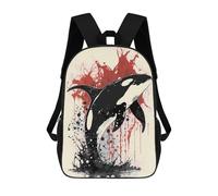 sinyumoney Killer Whale Ink Painting Sac À Dos Scolaire Imprimé En 3D Pour Enfants, Sac À Dos Garçon/fille, Sac De Voyage Pour Enfants 17inch