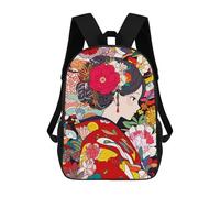 sinyumoney Kimono Flowers Japan Art Sac À Dos Enfant Fille 3D, Sac D'école, Sac À Dos Pour Tout-petits, Sac À Dos Décontracté, Sac À Livres Tendance 17inch