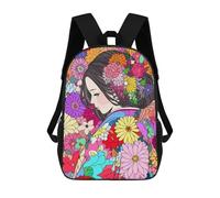 sinyumoney Kimono Ukiyoe Japanese Art Sac À Dos Scolaire Enfant Tendance Et Décontracté, Sac À Dos Imprimé En 3D Pour Garçon, Grand Sac À Dos 17inch