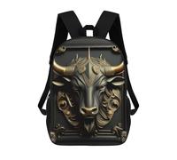 sinyumoney King Bull Golden Art Deco 17inch Sacs À Dos Scolaires Imprimés En 3D - Sacs À Dos Tendance Pour Garçons Du Primaire Et Du Collège