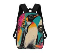 sinyumoney King Penguin Pop Art Colorful Pop Art Penguin Sacs À Dos Scolaires Pour Enfants, Sac D'école Imprimé En 3D Pour Garçons, Élèves Du Primaire Et Du Collège 17inch