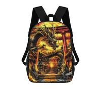 sinyumoney Kintsugi Golden Dragon Sac À Dos Scolaire Enfant Tendance Et Décontracté, Sac À Dos Imprimé En 3D Pour Garçon, Grand Sac À Dos 17inch