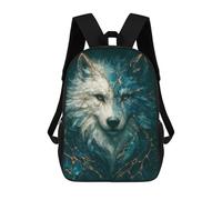 sinyumoney Kintsugi Wolf Spirit in Blue And Gold Sac À Dos Scolaire Imprimé En 3D Pour Enfants, Sac À Dos Garçon/fille, Sac De Voyage Pour Enfants 17inch