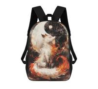 sinyumoney Kitsune And Yin Yang Sac À Dos Scolaire Pour Filles Et Garçons Avec Poche, Sac À Dos Tendance Pour Enfants 17inch
