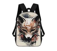 sinyumoney Kitsune Fox Mask Ink Wash Sacs À Dos 17 Pouces Pour Enfants, Sacs D'école Imprimés En 3D Pour Élèves Du Primaire Et Du Collège, Garçons Et Filles