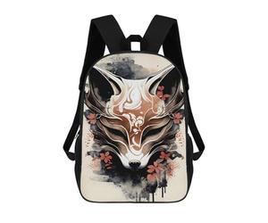 sinyumoney Kitsune Fox Mask Ink Wash Sacs À Dos 17 Pouces Pour Enfants, Sacs D'école Imprimés En 3D Pour Élèves Du Primaire Et Du Collège, Garçons Et Filles