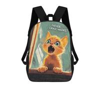 sinyumoney Kitten Craves Violence Meme Sac À Dos Scolaire Imprimé En 3D, Sac À Dos Décontracté Pour Enfants, Sac D'école Imprimé En 3D Pour Garçons, Primaire Et Collège 17inch
