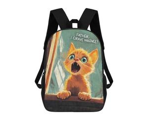 sinyumoney Kitten Craves Violence Meme Sac À Dos Scolaire Imprimé En 3D, Sac À Dos Décontracté Pour Enfants, Sac D'école Imprimé En 3D Pour Garçons, Primaire Et Collège 17inch