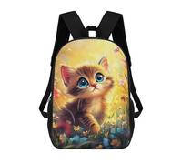 sinyumoney Kitten in A Meadow Sac À Dos Scolaire Pour Enfants 17 Pouces, Sac À Dos Décontracté Pour Les Voyages, Grand Sac À Dos De Jour Pour Garçons Et Filles 17inch