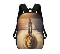 sinyumoney Kitten Lion Reflection Sac À Dos Scolaire Imprimé En 3D Pour Enfants, Sac À Dos Garçon/fille, Sac De Voyage Pour Enfants 17inch