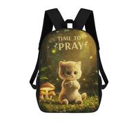 sinyumoney Kitten Praying in Forest Sacs À Dos Pour Enfants, Sac D'école Imprimé En 3D, Cartable Pour Enfants, Sac De Voyage, Sac À Dos Garçon Fille, Sac D'école Pour Enfants 17inch