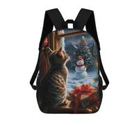 sinyumoney Kitten Watching Christmas Sacs À Dos Pour Enfants, Cartables Imprimés En 3D, Sacs À Dos Pour Élèves Du Primaire Et Du Collège (garçons Et Filles) 17inch