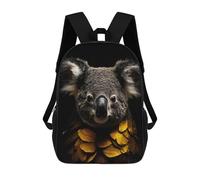 sinyumoney Koala Gold Dark Sac À Dos Enfant Fille 3D, Sac D'école, Sac À Dos Pour Tout-petits, Sac À Dos Décontracté, Sac À Livres Tendance 17inch