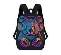 sinyumoney Koala Headphones Fun Art Print Sac À Dos Scolaire Léger Pour Étudiants, Idéal Pour L'aéroport, Les Collèges Et Les Lycéens (filles, Garçons, Femmes, Hommes) 17inch
