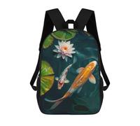 sinyumoney Koi Fish And Water Lily Sac À Dos Scolaire Pour Filles Et Garçons, Grande Capacité, Léger, Pour Enfants Et Étudiants 17inch