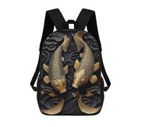 sinyumoney Koi Fish Gold Relief Deco Sac À Dos Scolaire Pour Enfants, Imprimé En 3D, Sac À Dos Tendance Pour Garçons, Élèves Du Primaire Et Du Collège 17inch
