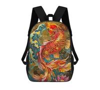 sinyumoney Koi Fish Painting Sac À Dos Scolaire Pour Adolescents, Imprimé En 3D, Ajustable, À Poches Tendance, Pour Enfants, Garçons, Filles, Étudiants Et Adolescents 17inch