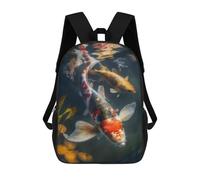 sinyumoney Koi Fish Pond Decor Print Sac À Dos Enfant, Sac D'école, Sac À Dos Imprimé 3D Avec Motif De Dessin Animé, Grande Capacité, Pour Garçons Et Filles 17inch