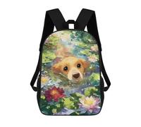 sinyumoney Labrador Dog in Water Lilies Pond Sac À Dos Scolaire Imprimé En 3D, Sac À Dos Décontracté Pour Enfants, Sac D'école Imprimé En 3D Pour Garçons, Primaire Et Collège 17inch