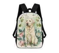 sinyumoney Labrador Floral Portrait Sac À Dos Scolaire Pour Filles Et Garçons, Avec Poche, Sac À Dos Tendance Pour Enfants 17inch