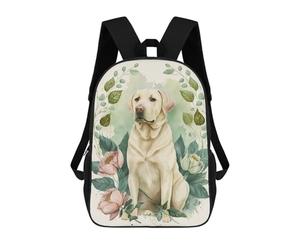 sinyumoney Labrador Floral Portrait Sac À Dos Scolaire Pour Filles Et Garçons, Avec Poche, Sac À Dos Tendance Pour Enfants 17inch
