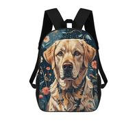 sinyumoney Labrador Retriever Portrait with Flowers Sac À Dos Scolaire Imprimé En 3D, Sac À Dos Décontracté Pour Enfants, Sac D'école Imprimé En 3D Pour Garçons, Primaire Et Collège 17inch