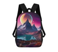 sinyumoney Lake And Mountain in Space Sac À Dos Enfant, Sac D'école, Sac À Dos Imprimé 3D Avec Motif De Dessin Animé, Grande Capacité, Pour Garçons Et Filles 17inch