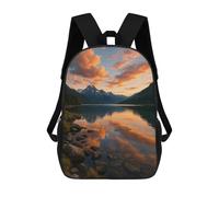 sinyumoney Lake And Mountain Sunset Reflection 17inch Sac À Dos Scolaire Imprimé En 3D Pour Enfants, Style Décontracté Et Tendance, Idéal Pour Les Voyages Et Les Études.