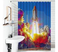 sinyumoney Lancement de Navette Spatiale : Une représentation éclatante - Rideau de Bain hilarant en Polyester épais, résistant et Anti-moisissure, pour Caravane (119 x 180 cm)