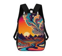 sinyumoney Landscape-7 Sac À Dos Enfant, Sac D'école, Sac À Dos Imprimé 3D Avec Motif De Dessin Animé, Grande Capacité, Pour Garçons Et Filles 17inch