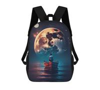 sinyumoney Landscape Boat Moon Sac À Dos Imprimé En 3D Pour Enfants, Sac D'école, Sac De Voyage Grande Capacité, Sac À Livres, Sac À Dos Pour Enfants 17inch
