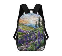 sinyumoney Lavender Fields at Dawn Sac À Dos Scolaire Enfant Tendance Et Décontracté, Sac À Dos Imprimé En 3D Pour Garçon, Grand Sac À Dos 17inch