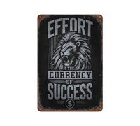 sinyumoney L'effort est la clé du succès, Décoration murale motivante en fer imperméable Lion pour salon, chambre, salle de jeux, bureau, garage 11,8" x 7,9"