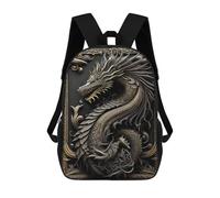 sinyumoney Legendary Golden Dragon Sac À Dos Scolaire Pour Enfants 17 Pouces, Sac À Dos Décontracté Pour Les Voyages, Grand Sac À Dos De Jour Pour Garçons Et Filles 17inch
