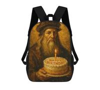 sinyumoney Leonardo Da Vinci Birthday Sac À Dos Scolaire Imprimé En 3D Pour Enfants, Sac À Dos Garçon/fille, Sac De Voyage Pour Enfants 17inch