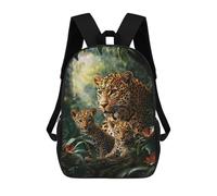 sinyumoney Leopard Family in Amazon Rainforest-2 Sac À Dos Scolaire Léger Et Décontracté Pour Adolescents, Filles, Garçons, Femmes Et Hommes 17inch