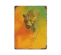 sinyumoney Leopard in Action Décoration Murale En Fer Imperméable Pour Garage D'homme15.7 x11.8