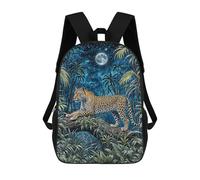 sinyumoney Leopard in Jungle Night Sac À Dos Enfant, Cartable Imprimé En 3D Pour Garçons Et Adolescents 17inch