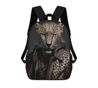 sinyumoney Leopard in Leather Jacket Sac À Dos Scolaire Imprimé En 3D Pour Enfants, Sac À Dos Garçon/fille, Sac De Voyage Pour Enfants 17inch