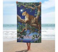 sinyumoney Leopard in Moonlit Tree Serviettes De Plage pour Adultes, Absorbantes, Indispensables pour La Salle De Bain, Spa, Salle De Sport, Hôtel Et Usage Quotidien, 130 X 80 Cm