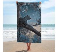 sinyumoney Leopard in Moonlit Tree Serviettes De Plage pour Adultes, Légères, À Séchage Rapide, pour La Salle De Bain, Les Voyages, La Piscine Et Le Sport, 130 X 80 Cm