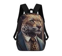 sinyumoney Leopard in Suit Portrait-1 Sac À Dos Pour Garçons Et Adolescents, Sacs À Dos Pour Filles, Sacs À Dos Pour Tout-petits, Sacs À Livres Pour L'école Primaire Et Le Collège 17inch