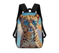 sinyumoney Leopard in Sunglasses Sac À Dos Scolaire Pour Enfants Imprimé En 3D, Idéal Pour Les Voyages Et Les Lectures, Pour Les Garçons Et Les Élèves Du Primaire 17inch