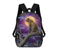 sinyumoney Leopard Moonlit Forest Art Print Sacs À Dos Scolaires Pour Garçons Et Filles, Sacs À Dos Décontractés Pour Le Sport, Sacs À Dos De Grande Capacité Pour L'école Primaire 17inch