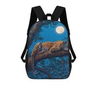 sinyumoney Leopard Moonlit Tree Branch Sacs À Dos 17 Pouces Pour Enfants, Sacs D'école Imprimés En 3D Pour Élèves Du Primaire Et Du Collège, Garçons Et Filles