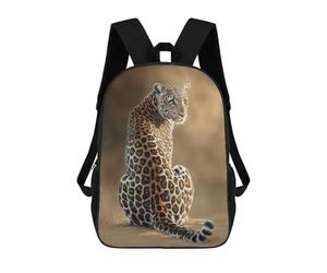 sinyumoney Leopard Wildlife Art Print Sac À Dos Scolaire Pour Enfants, 43 Cm (17 Pouces), Imprimé En 3D, Pour Garçons, Élèves Du Primaire Et Du Collège