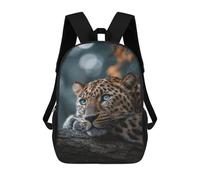 sinyumoney Leopard with Blue Eyes on Tree Branch -1 Sac À Dos Scolaire Pour Enfants, 43 Cm (17 Pouces), Imprimé En 3D, Pour Garçons, Élèves Du Primaire Et Du Collège