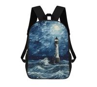 sinyumoney Lighthouse by Night Sacs À Dos Imprimés En 3D Pour Enfants, Sacs D'école Tendance Pour Garçons, Sacs De Voyage, Sacs Scolaires Pour Élèves Du Primaire 17inch