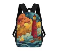 sinyumoney Lighthouse in Stormy Seas Sac À Dos Imprimé 3D Pour Enfants, Sac À Dos Léger Pour Écoliers Et Écoliers, Sac À Goûter Pour La Crèche 17inch