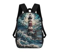 sinyumoney Lighthouse in The Storm Sac À Dos Scolaire Imprimé En 3D Pour Enfants, Sac À Dos De Voyage Tendance Et Décontracté Pour Écoliers 17inch